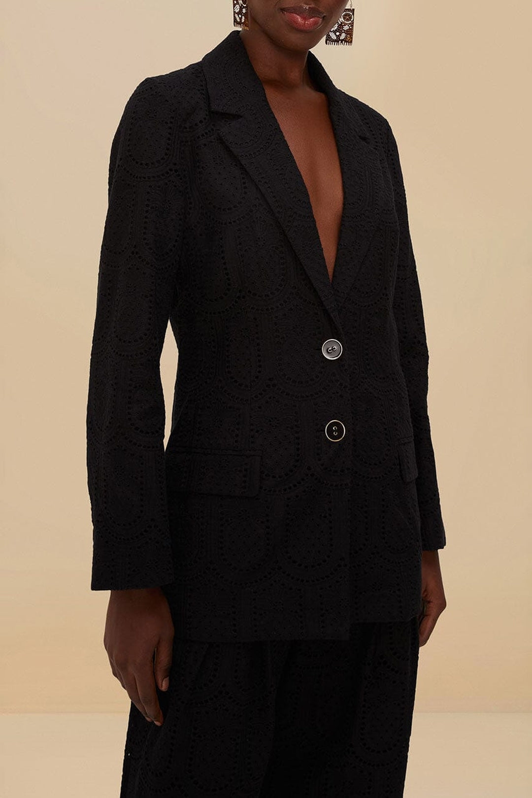 Blazer Eyelet en coton - Noir