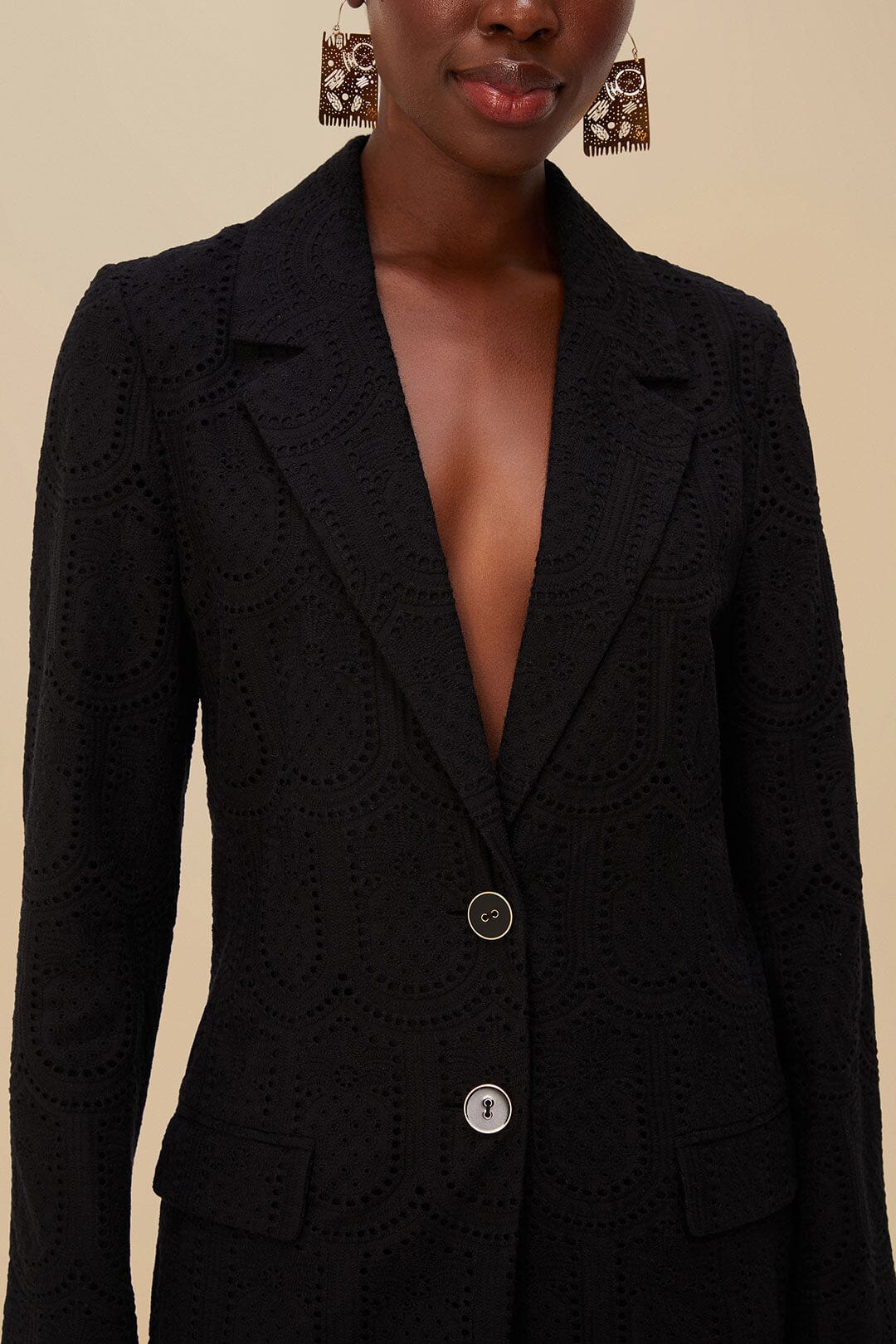 Blazer Eyelet en coton - Noir
