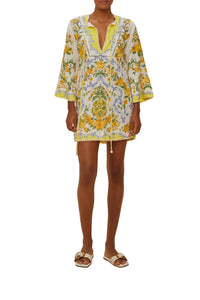 Sicily short dress in linen - White