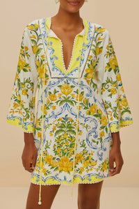 Sicily short dress in linen - White