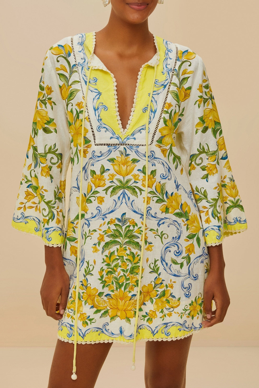 Sicily short dress in linen - White