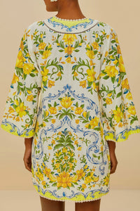 Sicily short dress in linen - White