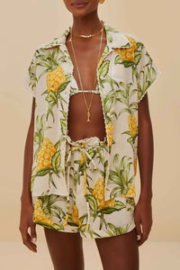 Delicate Pineapple Shorts - Beige