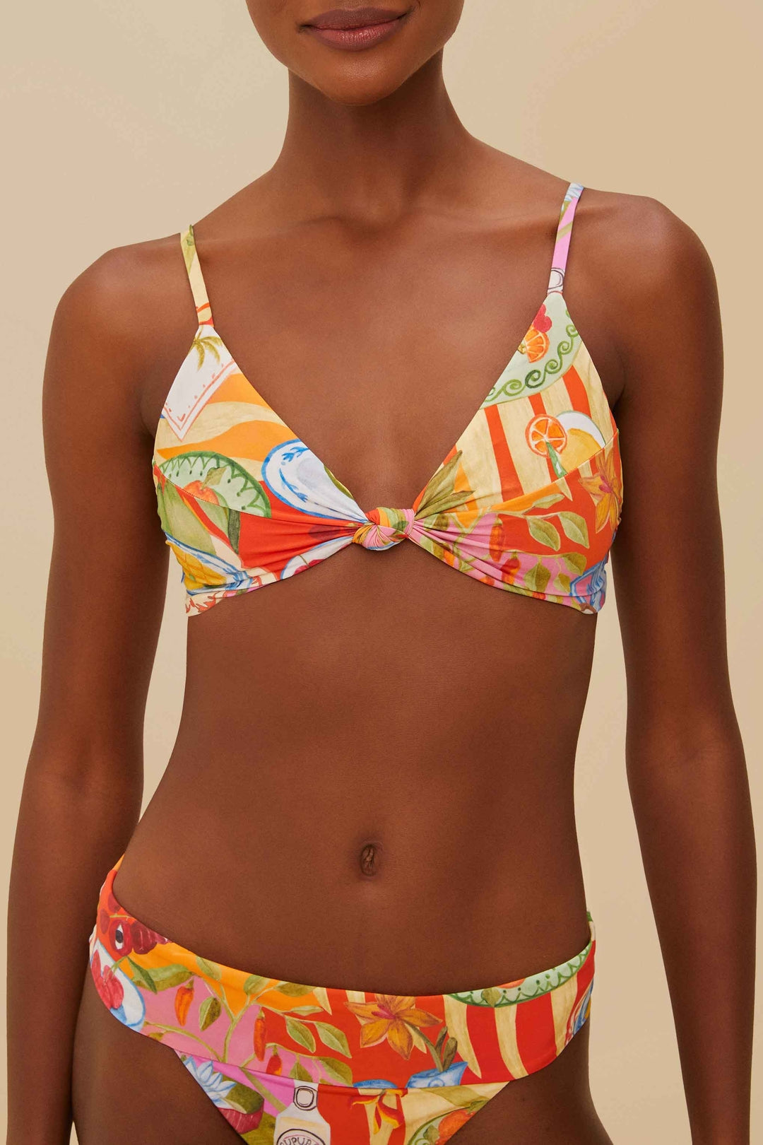 Summer Picnic Knot bikini top - Red