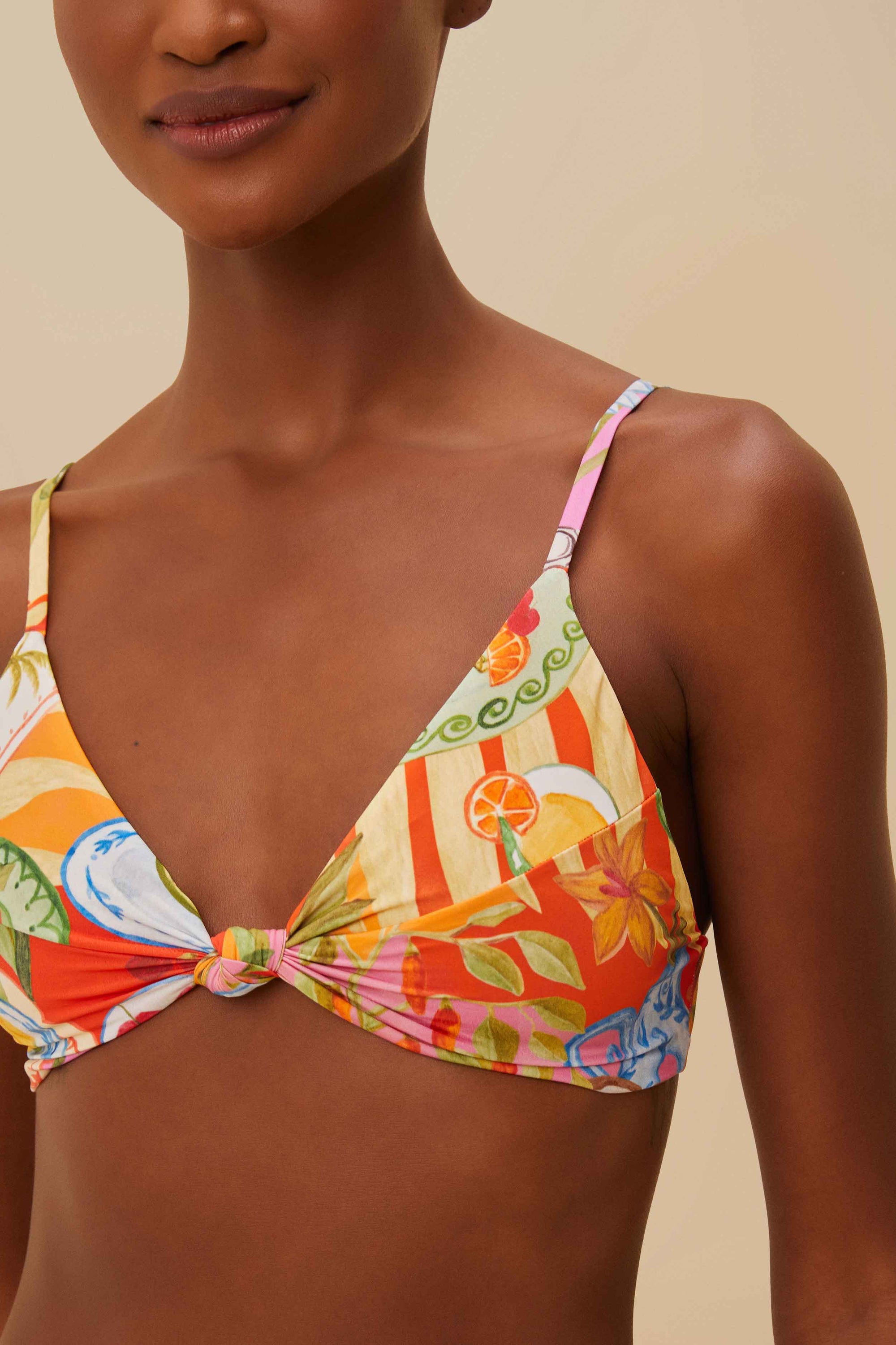 Summer Picnic Knot bikini top - Red
