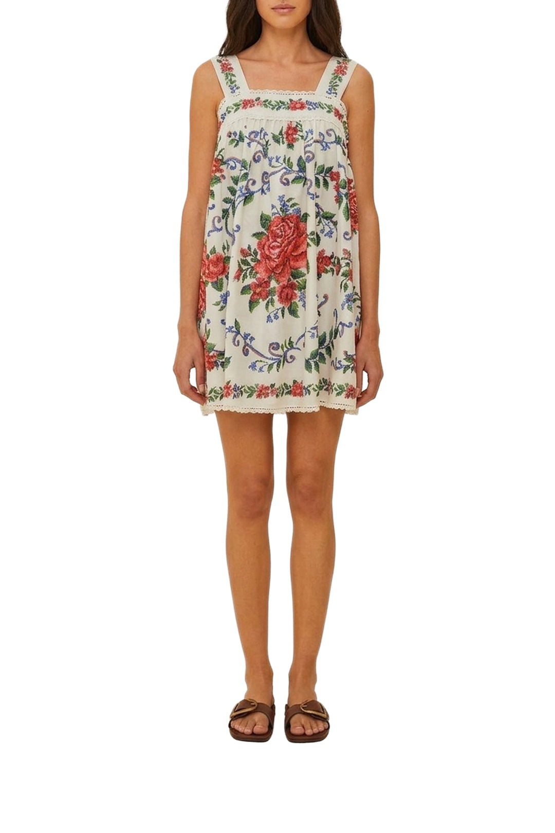 Robe courte Flower Tapestry - Blanc