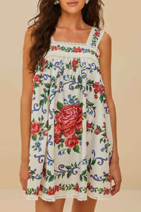 Robe courte Flower Tapestry - Blanc