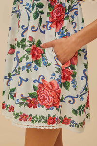 Robe courte Flower Tapestry - Blanc