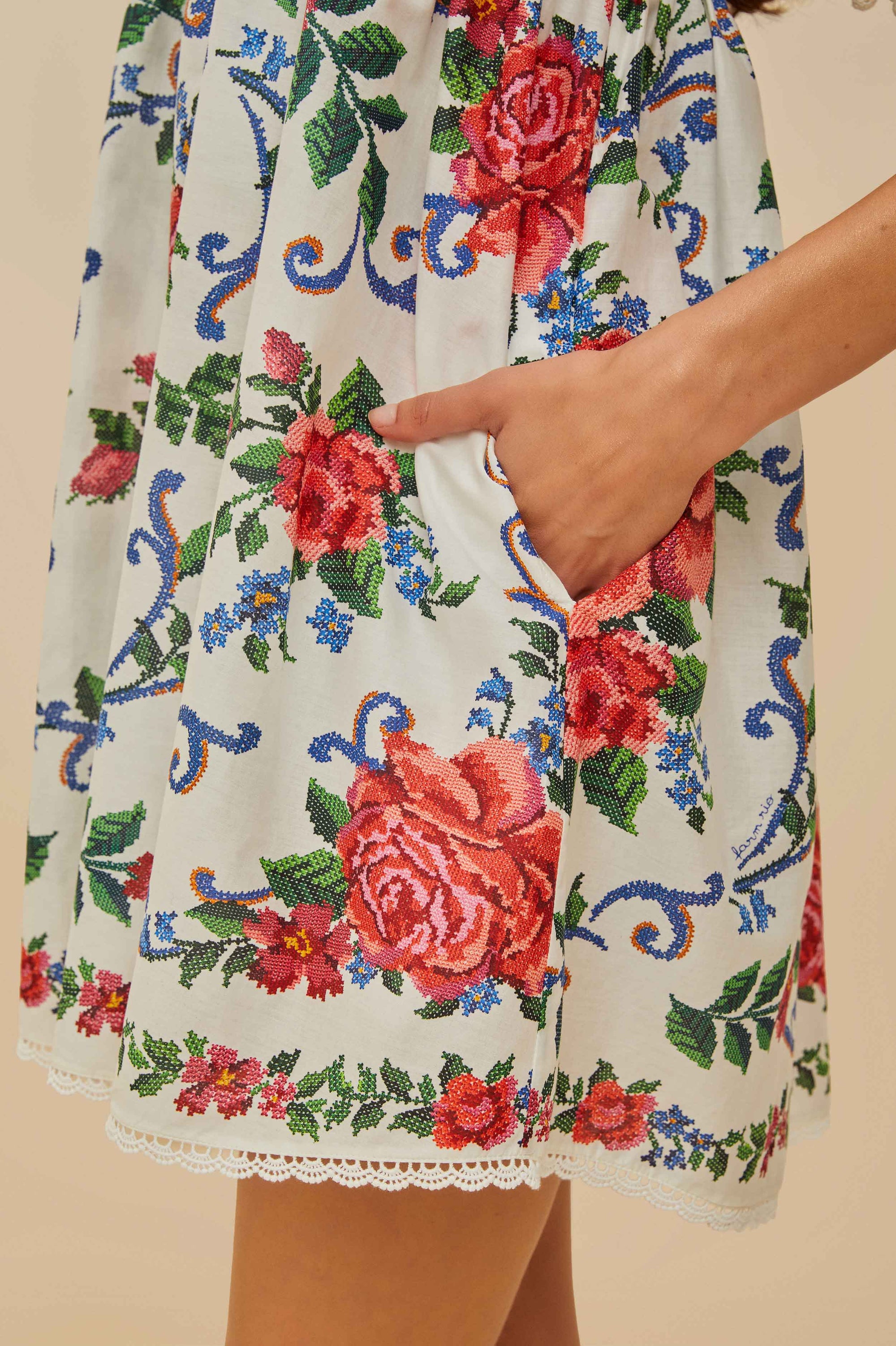 Robe courte Flower Tapestry - Blanc