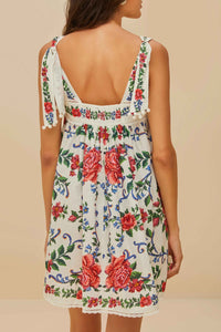Robe courte Flower Tapestry - Blanc