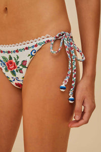 Flower tapestry high waist bikini bottoms - Blue
