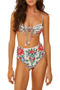 Flower Tapestry bikini top - Blue
