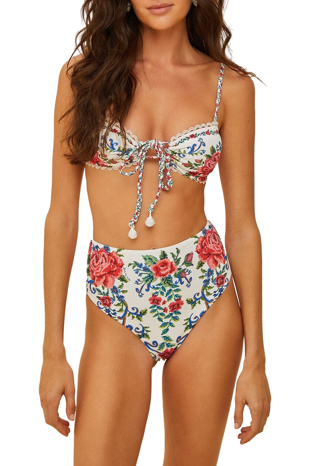 Flower Tapestry bikini top - Blue