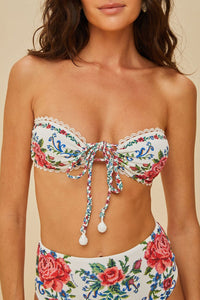 Flower Tapestry bikini top - Blue