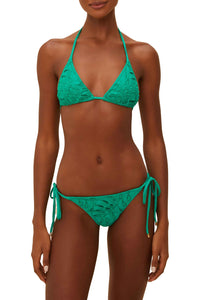 Monstera Eyelet triangle bikini top - Green