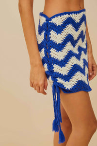 Jupe mini River Nature en crochet - Bleu