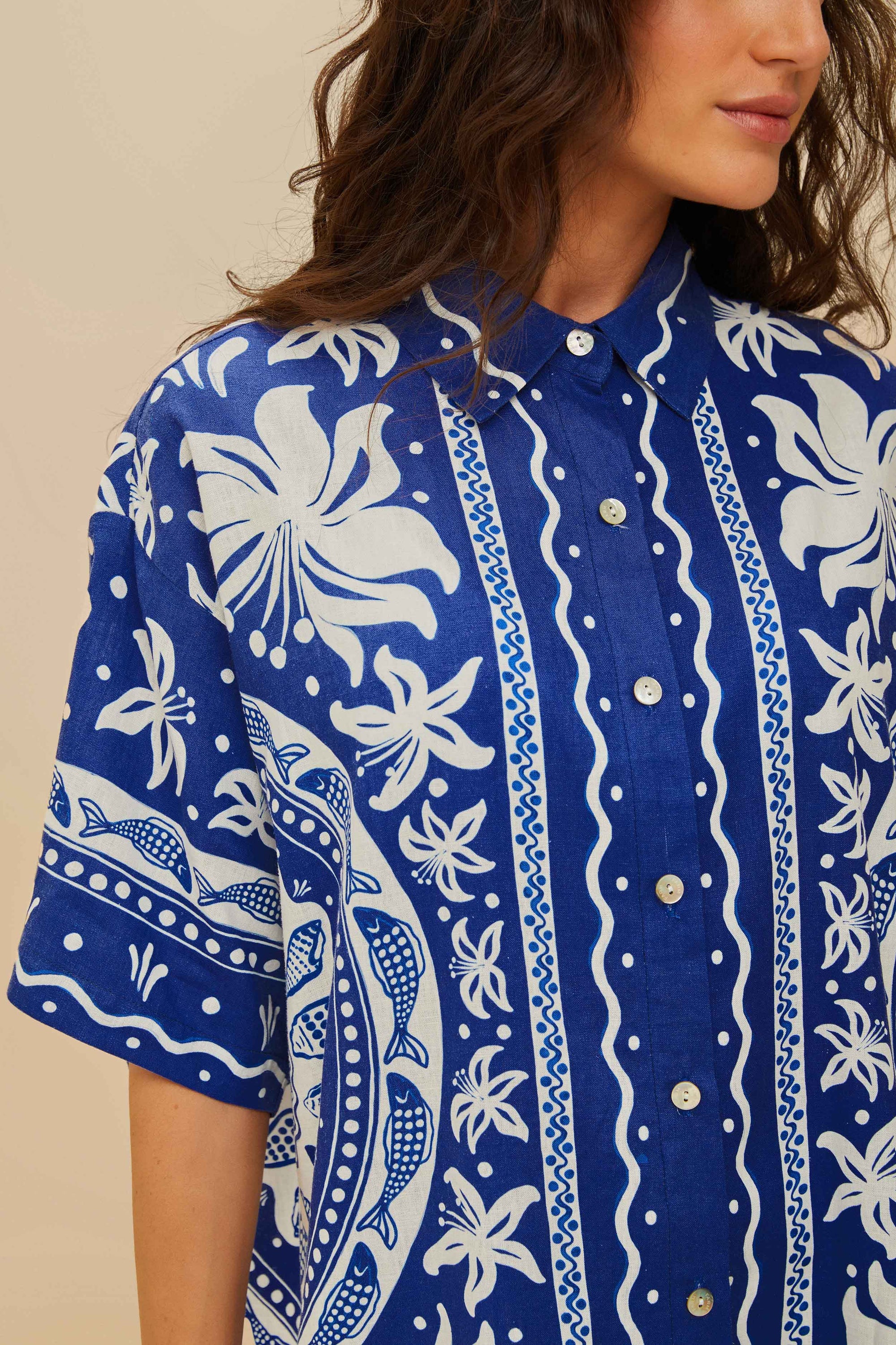 Chemise Ocean en lin - Bleu