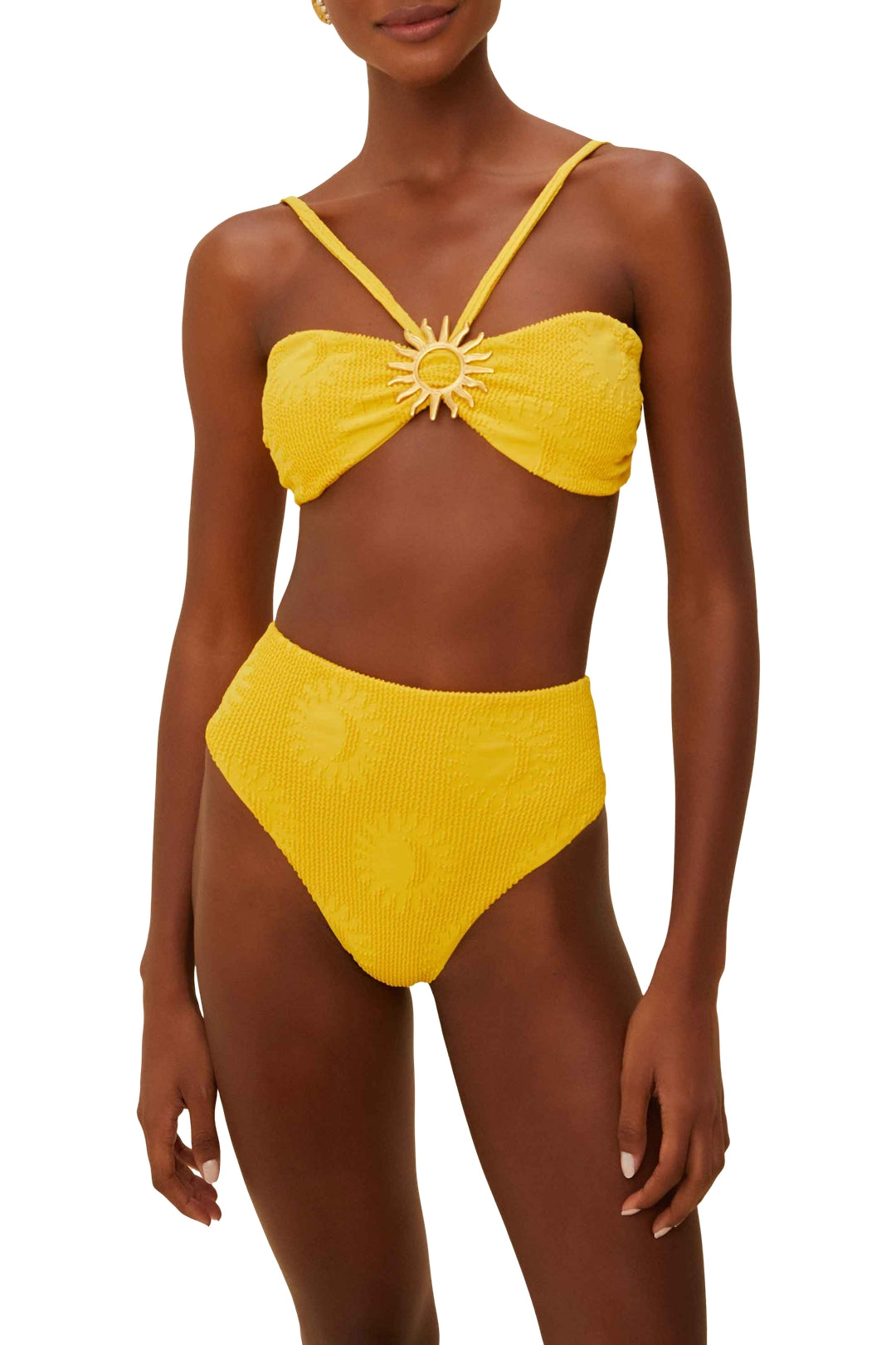 Bas de maillot taille haute Sunny Moon - Jaune