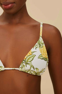 Delicate Pineapple triangle bikini top - Yellow