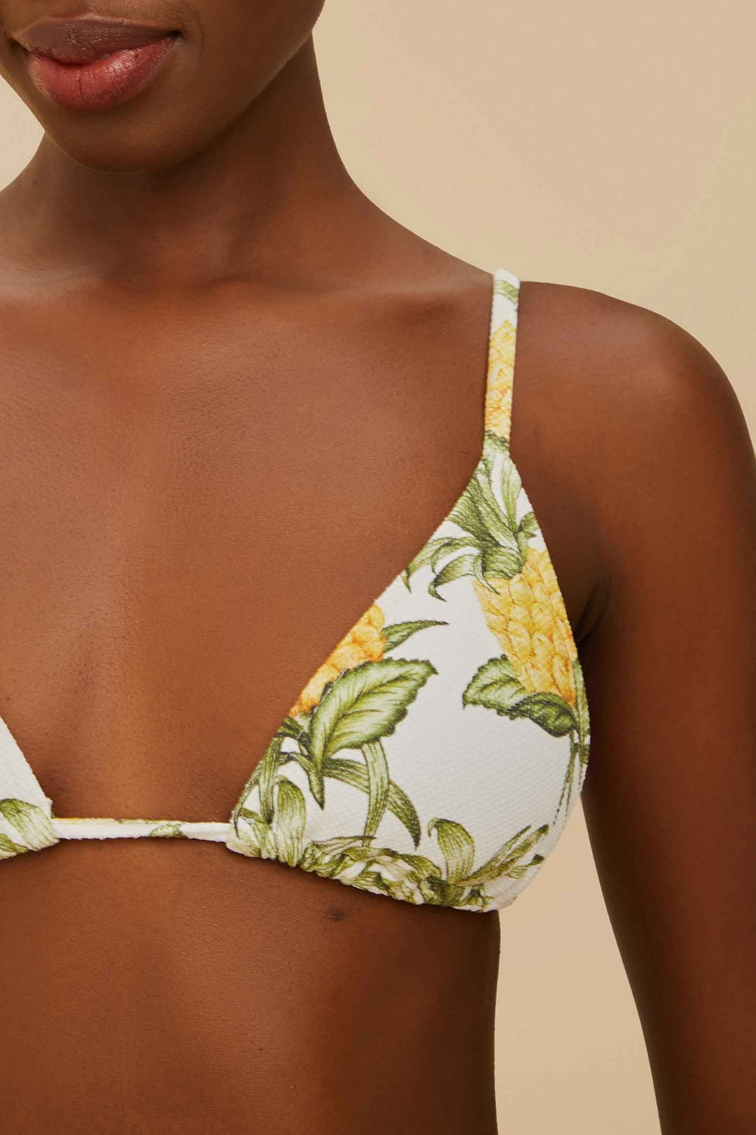 Delicate Pineapple triangle bikini top - Yellow