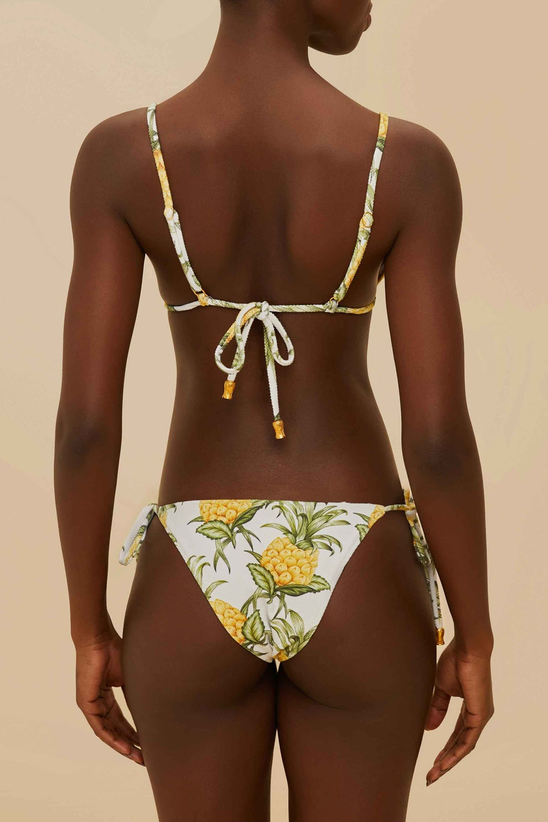 Delicate Pineapple triangle bikini top - Yellow