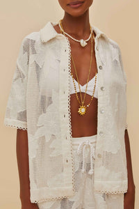 Flower openwork shirt - White