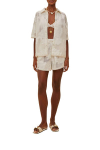 Flower openwork shirt - White