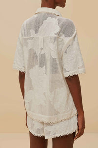 Flower openwork shirt - White