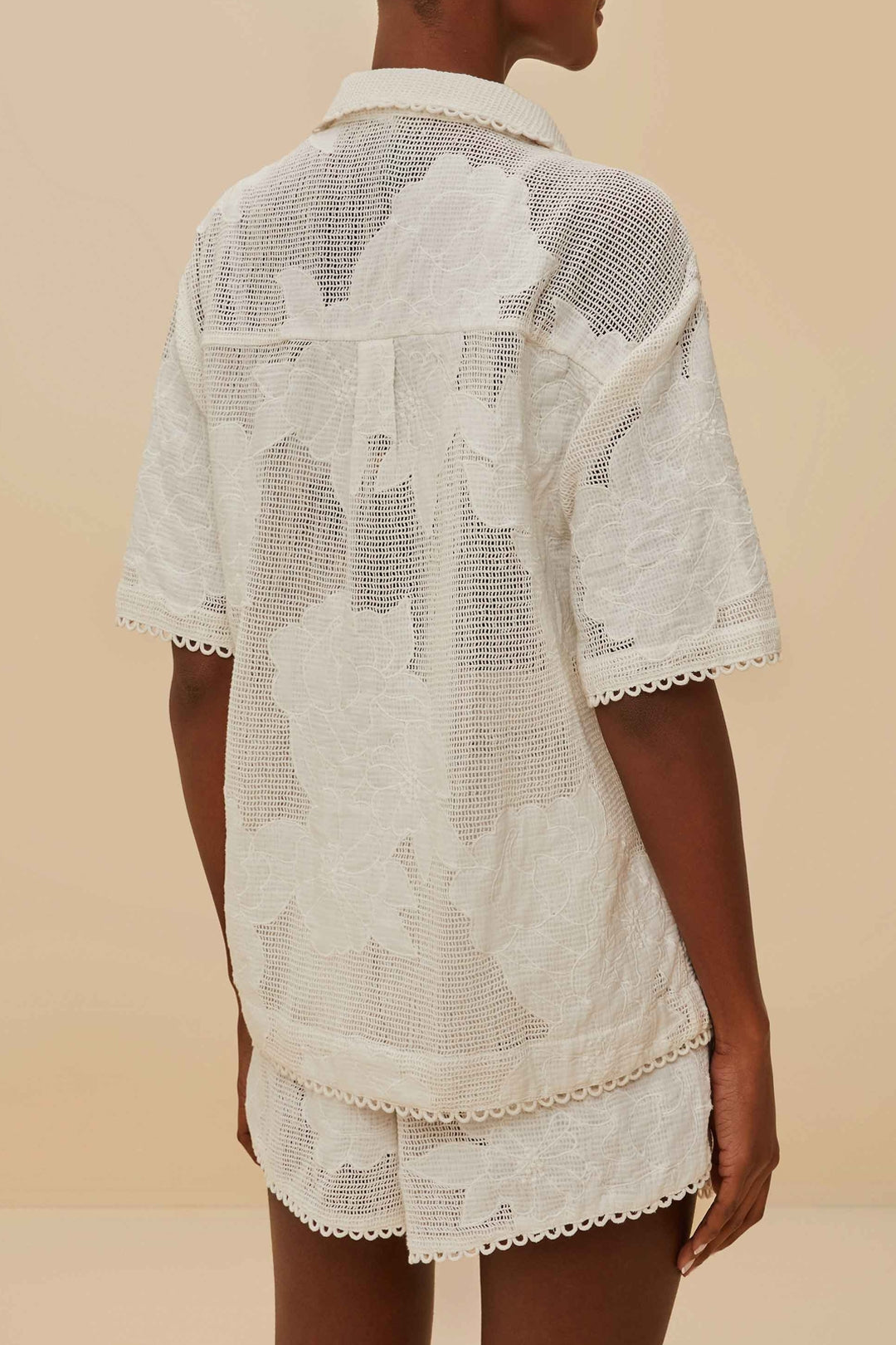 Flower openwork shirt - White