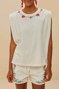 Chemise Flowers brodée - Blanc