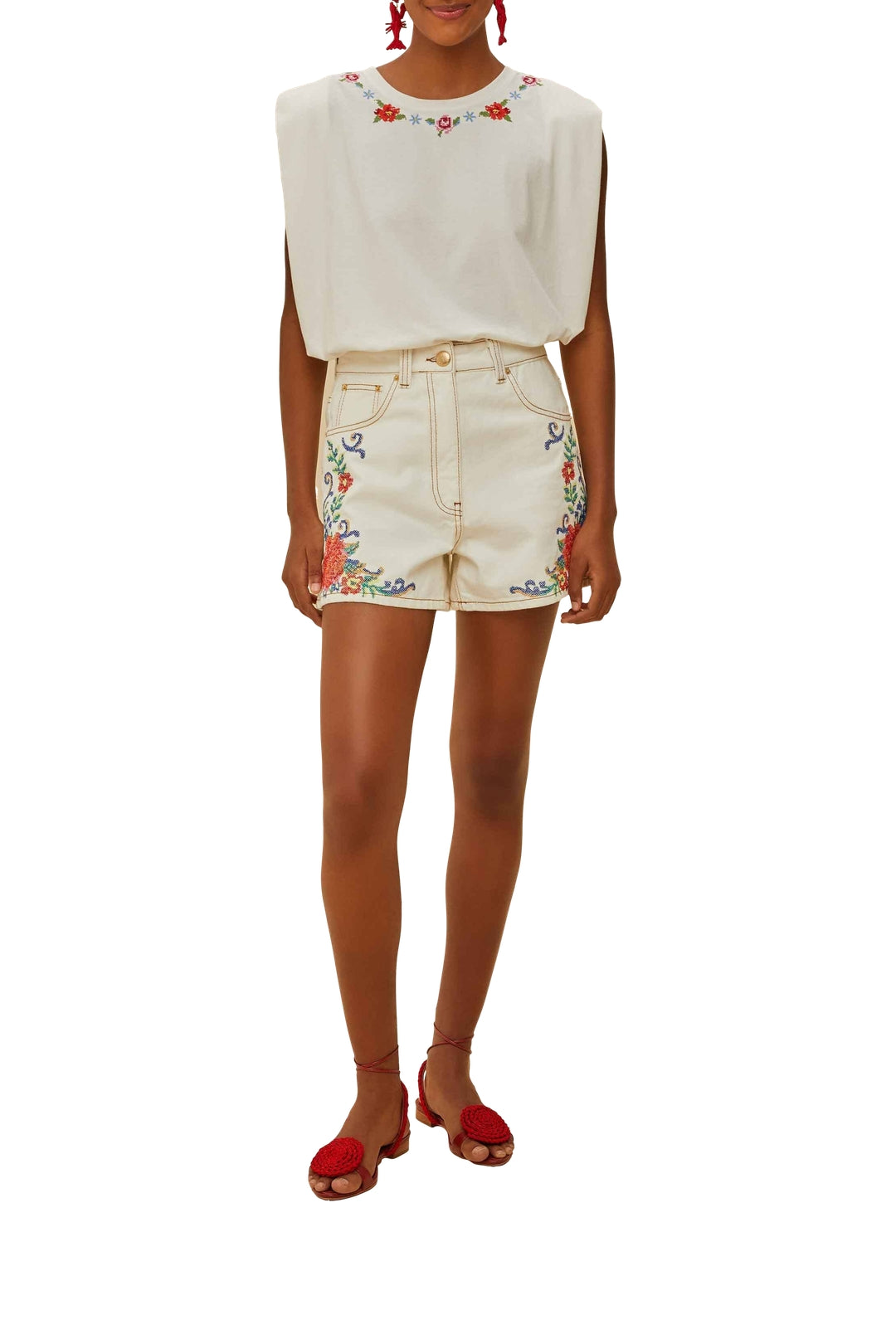 Chemise Flowers brodée - Blanc