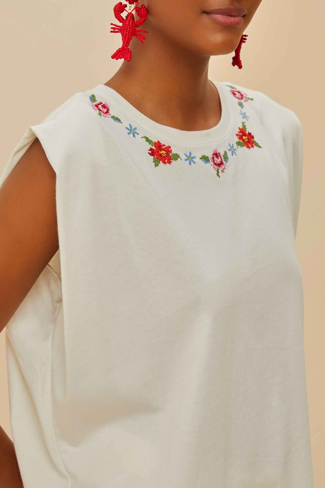Chemise Flowers brodée - Blanc