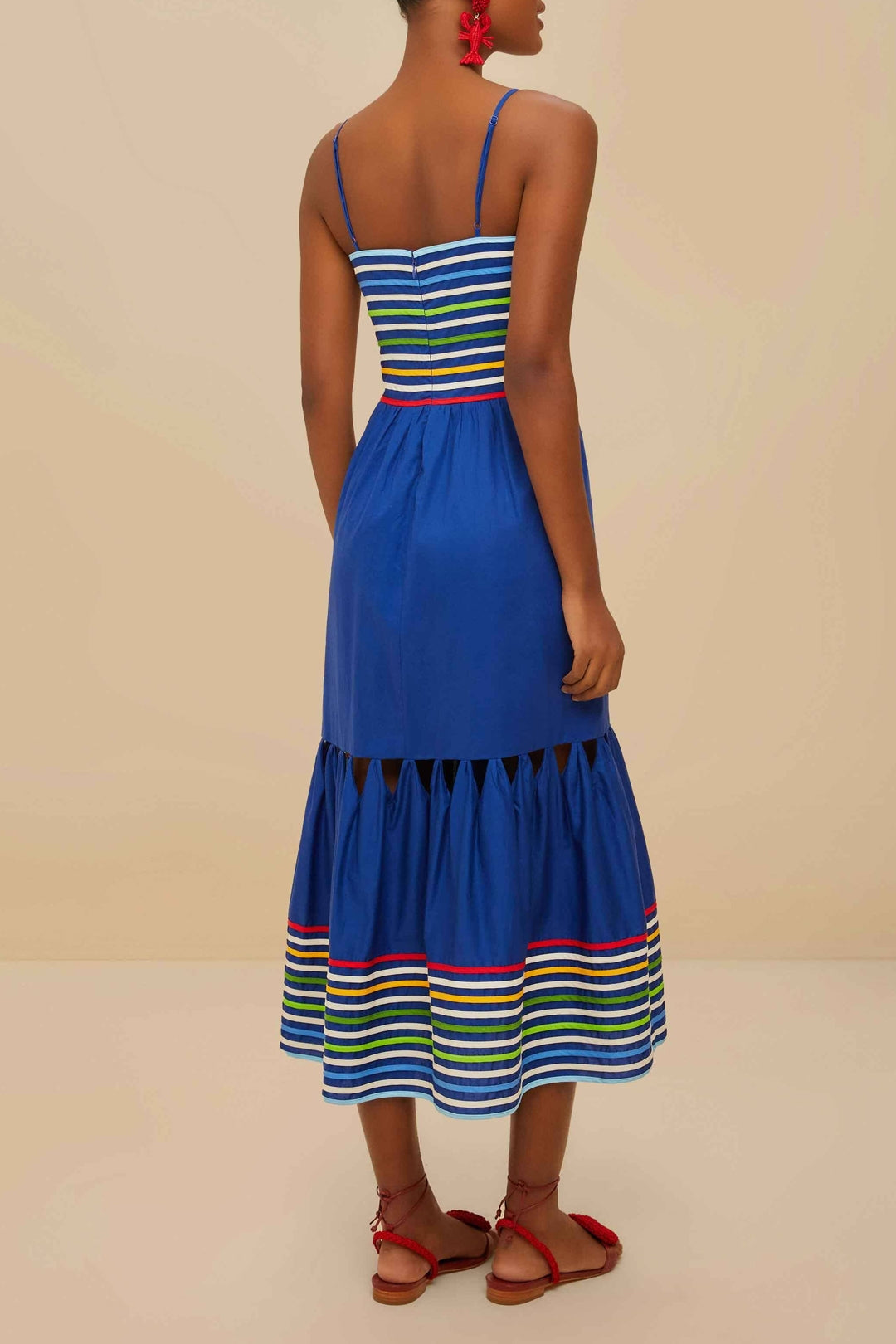 Robe midi à rayures - Bleu
