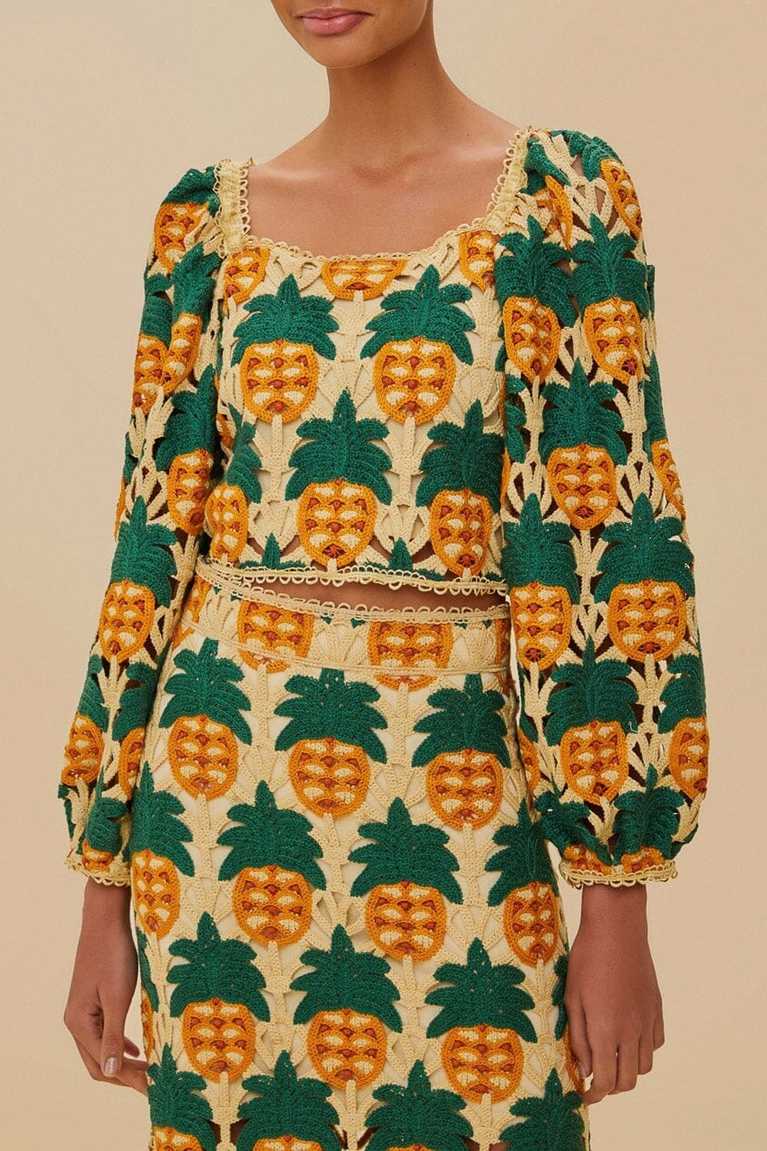 Top Pineapple en crochet - Beige