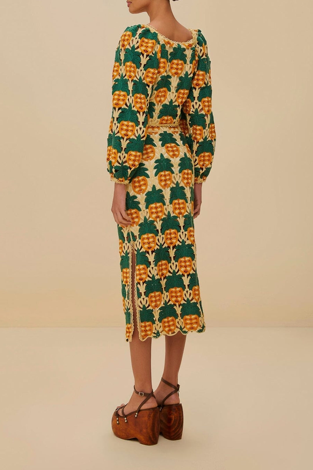 Pineapple crochet midi skirt - Beige