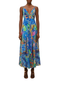 Robe longue à bretelles - Bleu