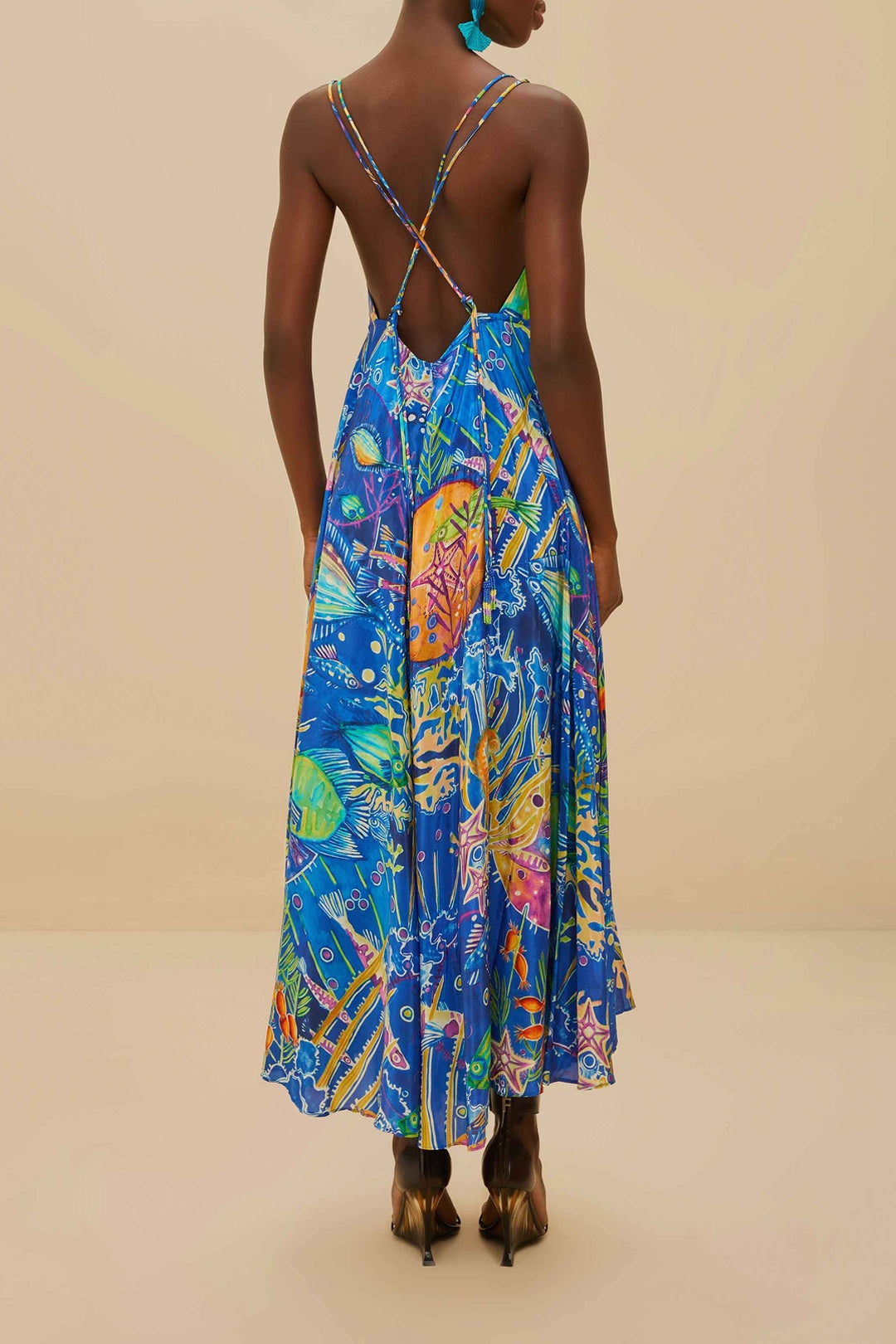 Robe longue à bretelles - Bleu