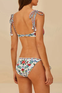 Flower tapestry low-rise bikini bottoms - Blue
