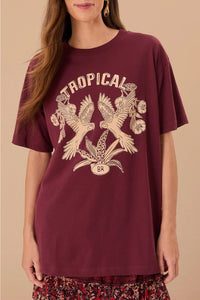 T-shirt Tropical en coton - Bordeaux