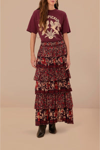 T-shirt Tropical en coton - Bordeaux