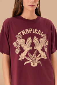 T-shirt Tropical en coton - Bordeaux
