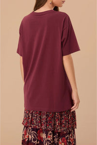 T-shirt Tropical en coton - Bordeaux