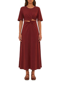 Robe longue en coton - Bordeaux