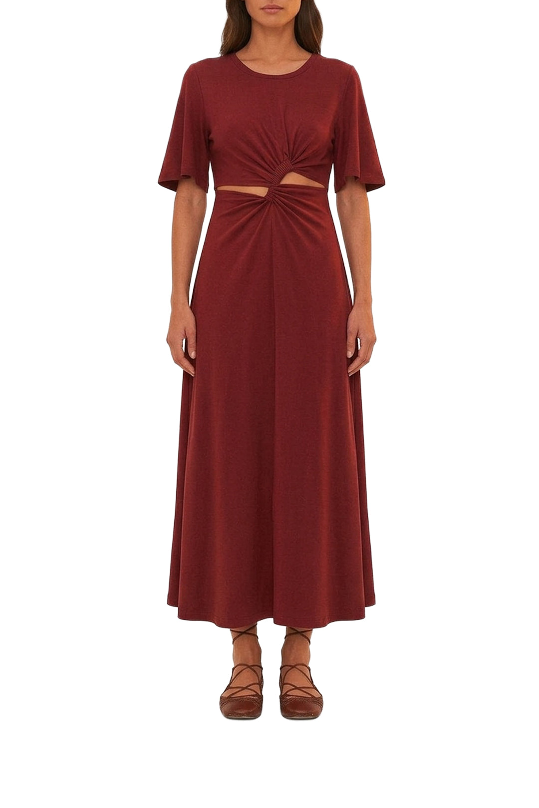 Robe longue en coton - Bordeaux