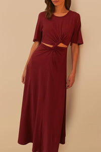 Robe longue en coton - Bordeaux