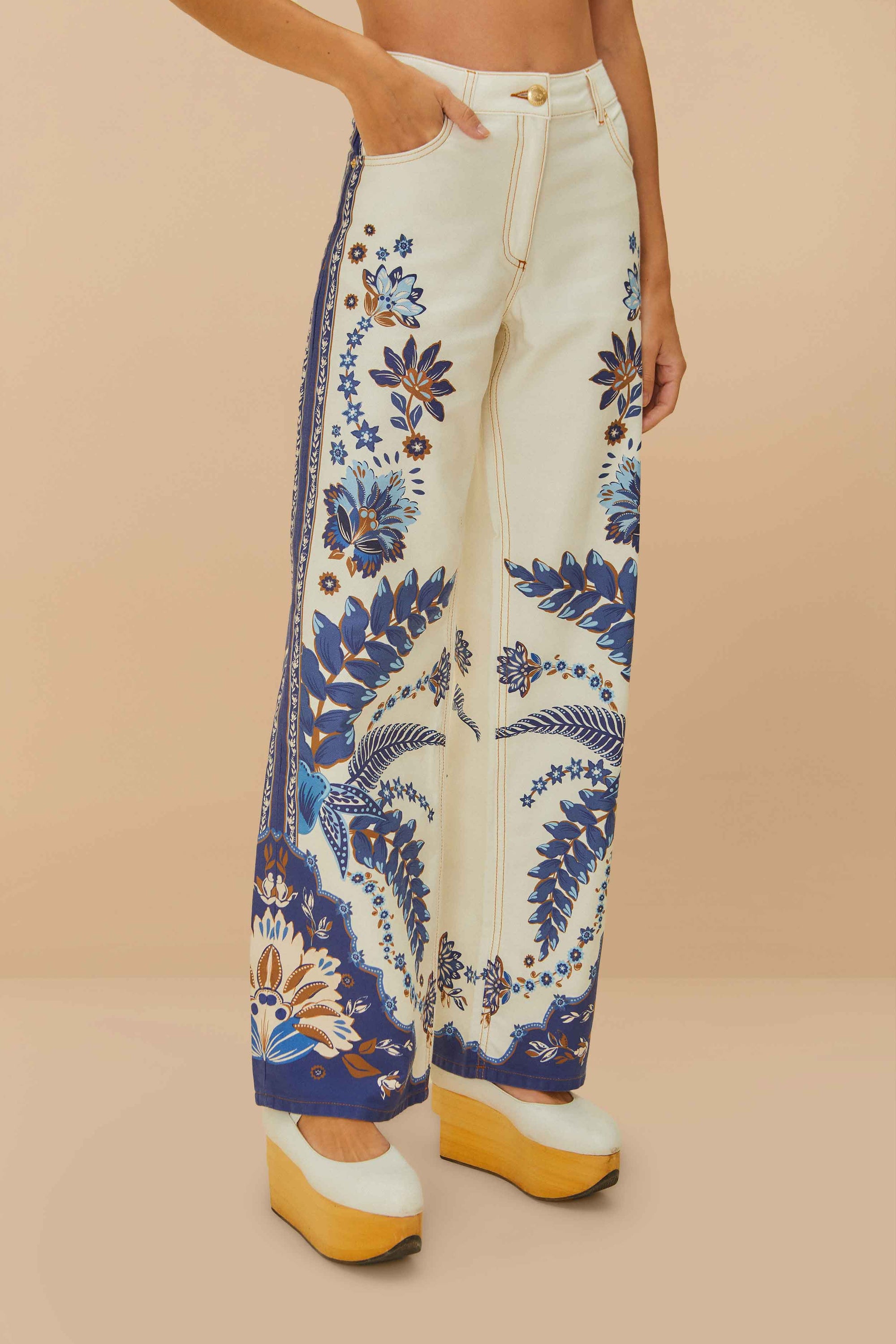 Pantalon Encanto Tropical en coton - Bleu