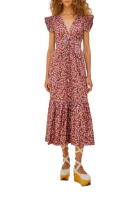 Robe midi Butterfly en coton - Rose
