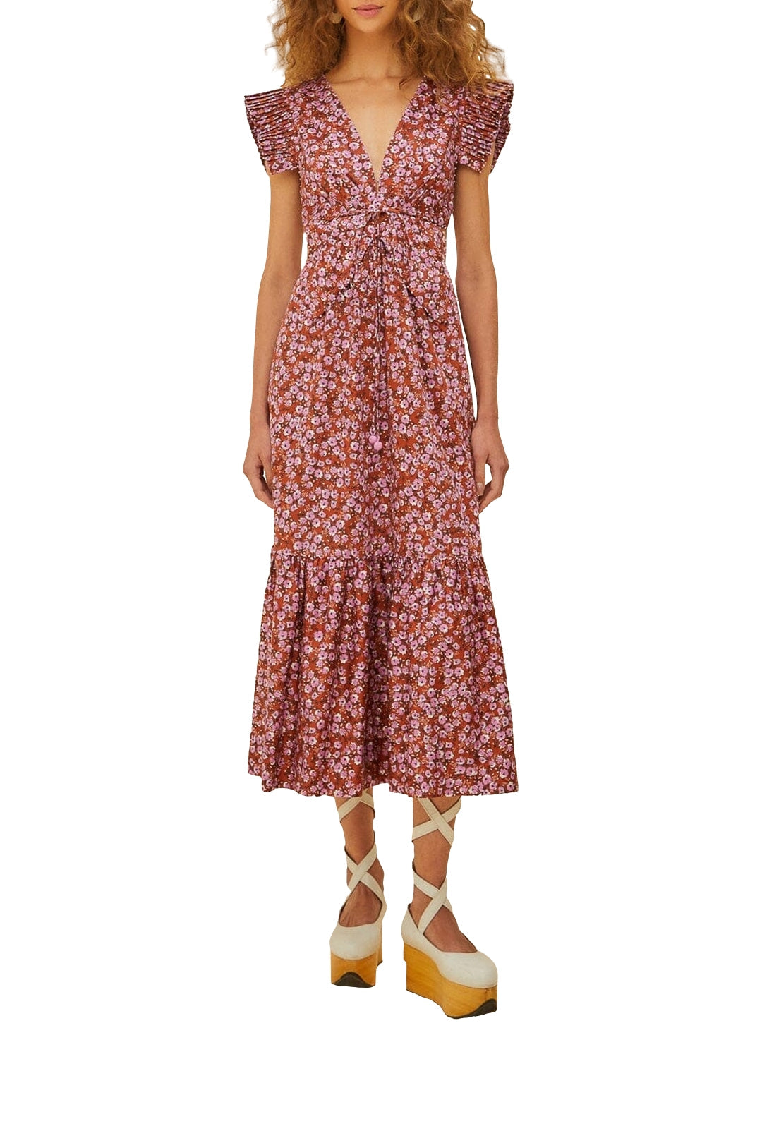 Robe midi Butterfly en coton - Rose