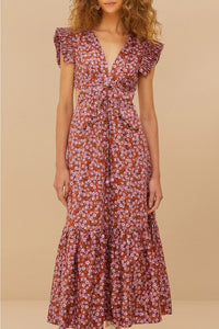 Robe midi Butterfly en coton - Rose