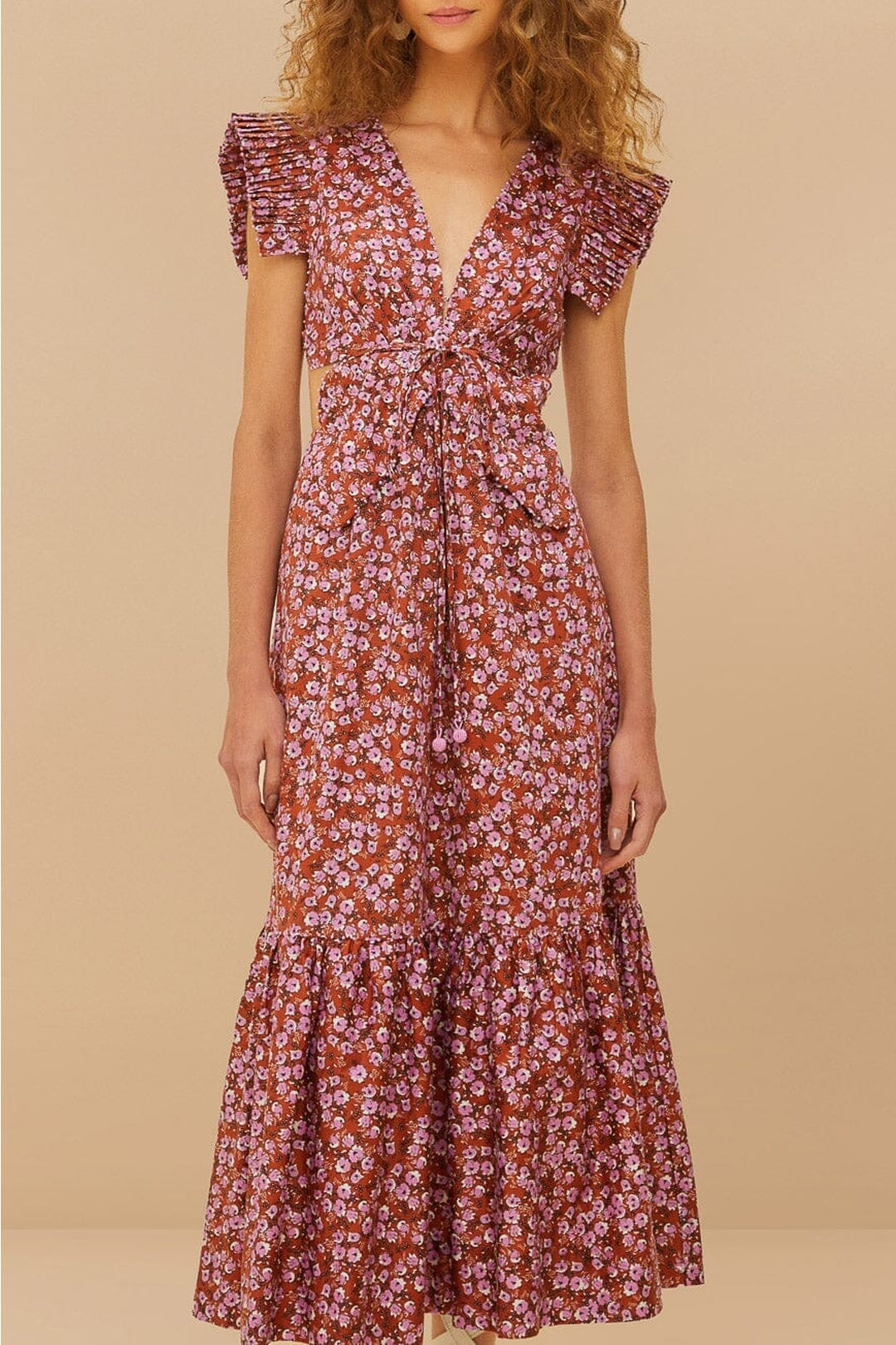 Robe midi Butterfly en coton - Rose